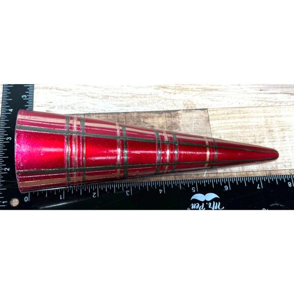 Red Plaid Decorative Candle Nicks On Bottom Edge - Picture 4 of 4